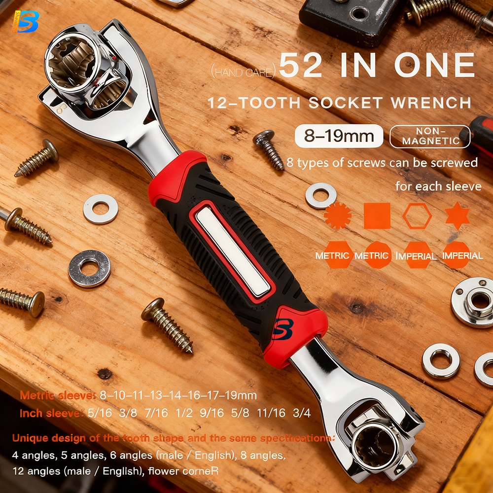 52 Trong 1 Dụng Cụ Ổ Cắm Hoạt Động Đa Năng Ratchet Spline Bu Lông Tay Xoay Dụng Cụ Cầm Tay Xoay 360 Độ Cờ Lê