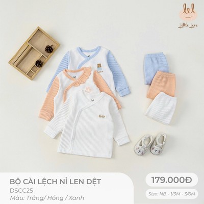 Bộ cài lệch nỉ len dệt dành cho bé LIl LITTLE LOVE (DSCC25)