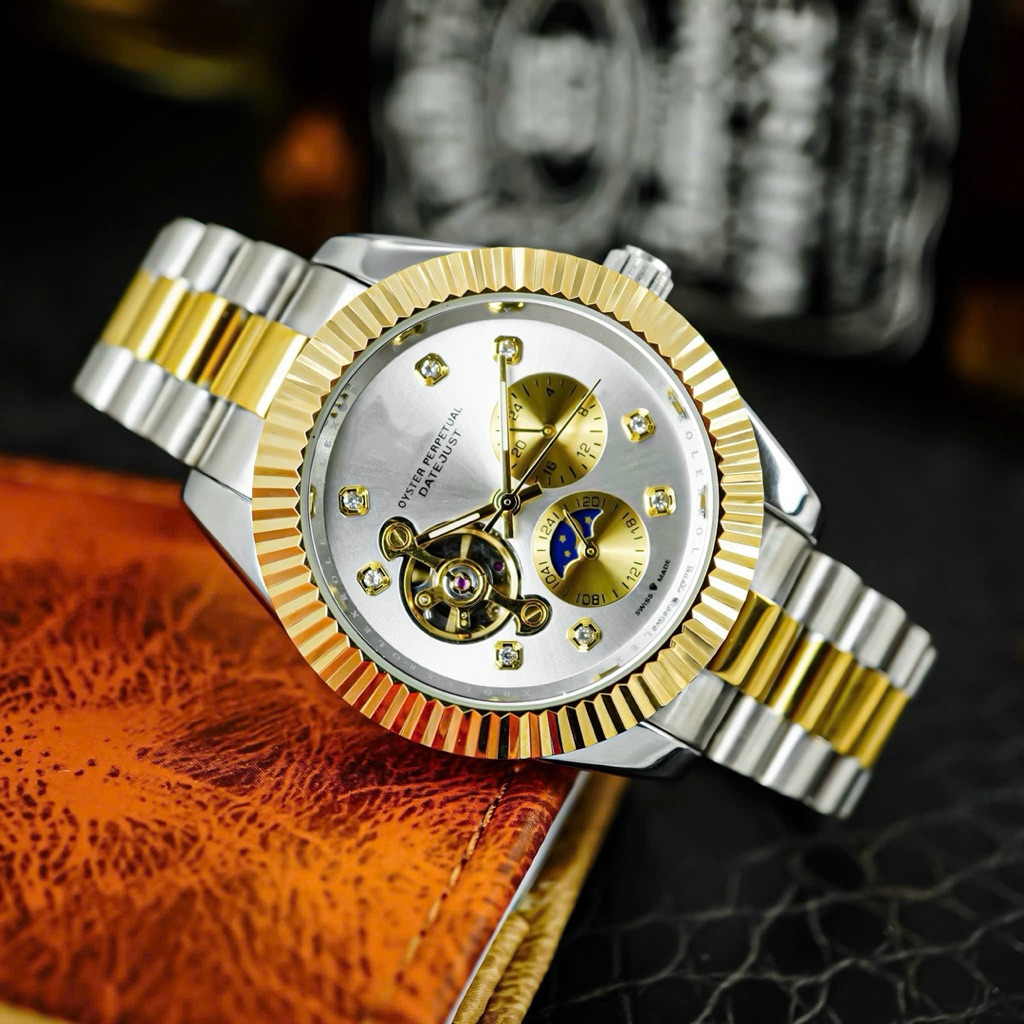 Đồng Hồ Nam Rolexx Cơ C426 Mặt Lộ Cơ Dây Thép Size 42mm