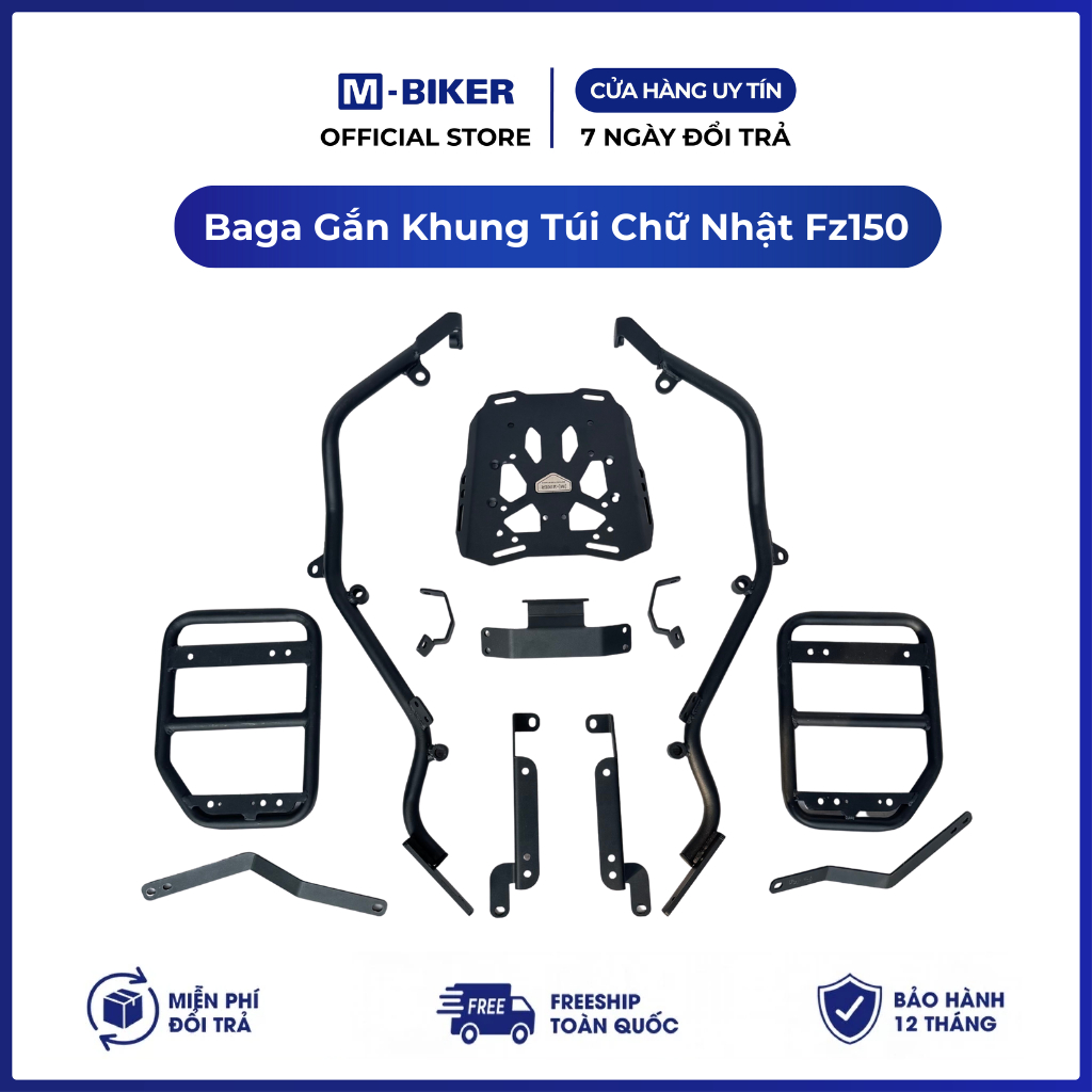 Baga Fz150 gắn khung treo túi M-Biker, cảng fz150 gắn khung treo bình xăng M-Biker