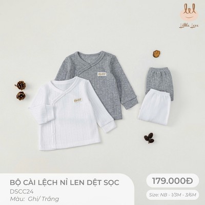 Bộ cài lệch nỉ len dệt sọc dành cho bé LIl LITTLE LOVE (DSCC24)