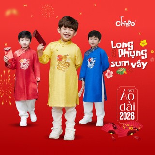 Áo dài cách tân bé trai Chippo thêu rồng cho bé từ 2 đến 11 Tuổi(12-35Kg) AD Nhật Long
