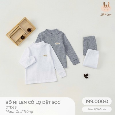 Bộ nỉ len cổ lọ dệt sọc dành cho bé LIL LITTLE LOVE (DTD38)