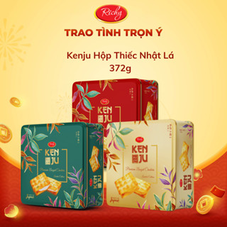   TẾT 2026  Bánh Quy Hành Kem Dẻo Kenju Richy Hộp Thiếc 372g Phiên Bản Kenju Nhật Lá To 