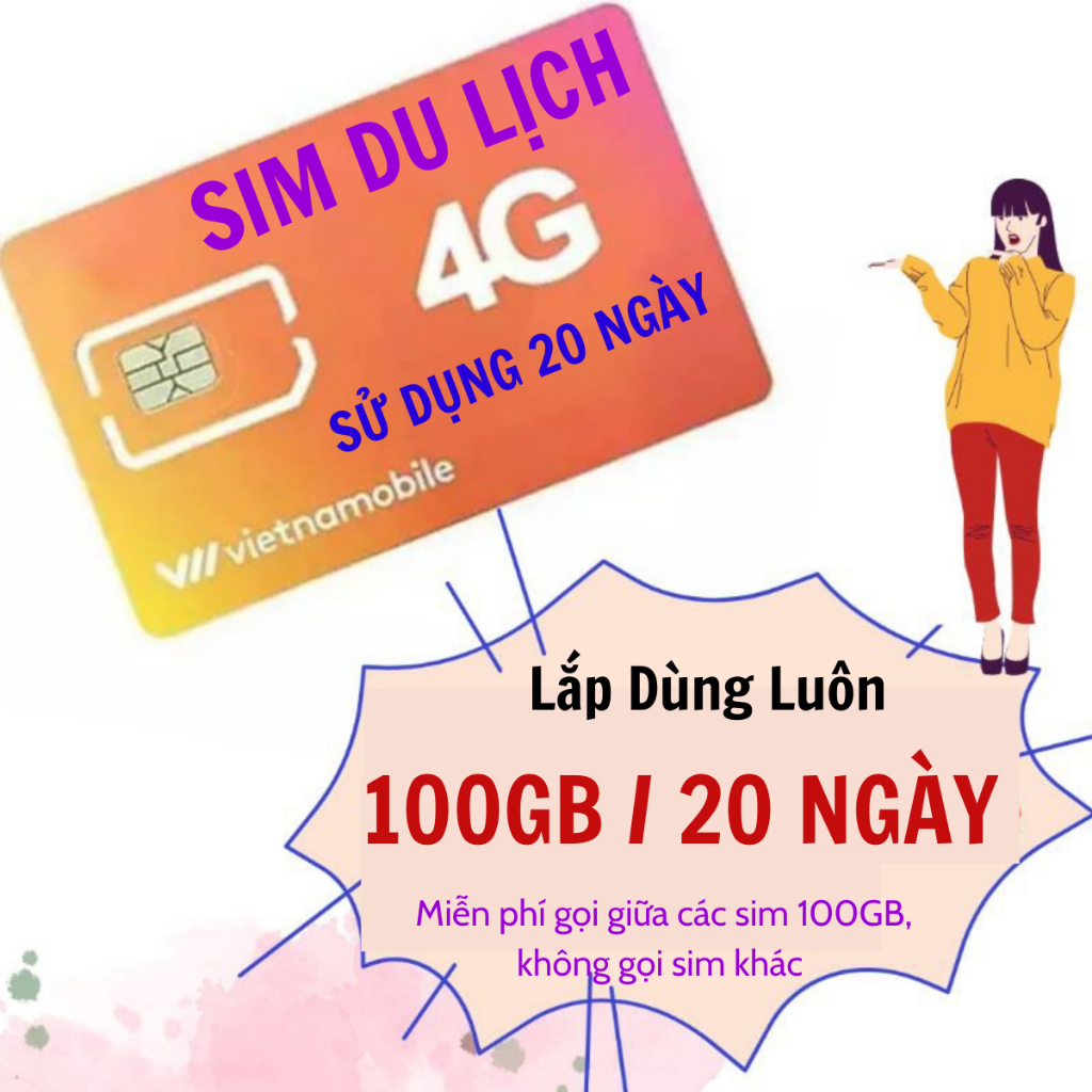 [ 5GB x 20 NGÀY ] Sim VNMB Du Lịch Tặng 20 Ngày Dùng Mạng Miễn Phí, Data 5GB Mỗi Ngày Tốc Độ Cao