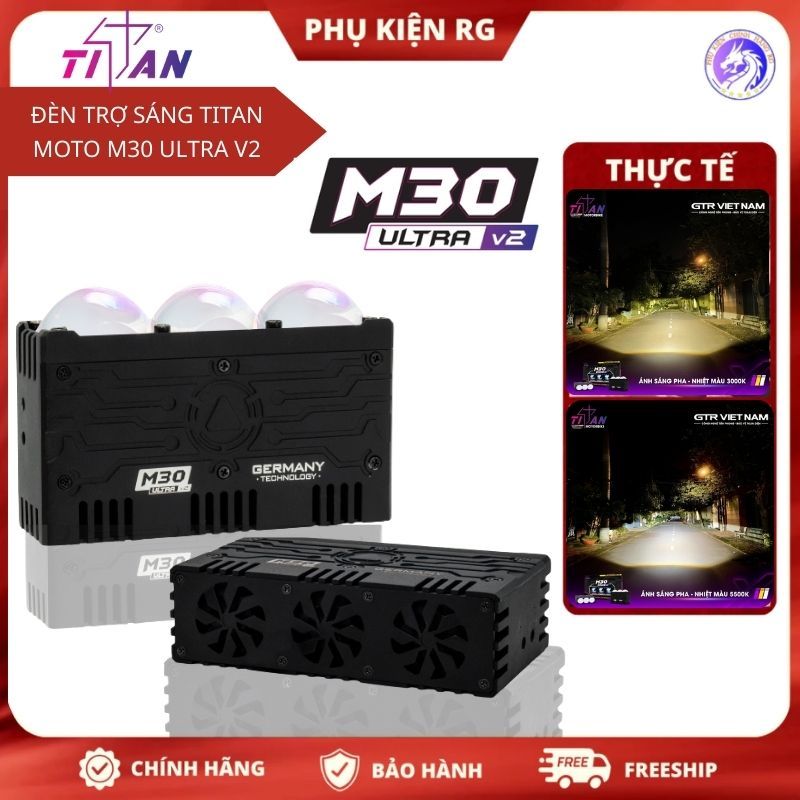 M30 Ultra V2, Đèn Trợ Sáng TITAN M30 ULTRA V2 Công Suất Mạnh, Siêu Sáng Chống Nước IP68 , BH 12Tháng