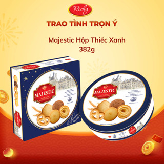   TẾT 2026  Bánh Richy Majestic Hộp Thiếc Xanh 382g  Có Túi Giấy  
