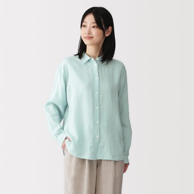MUJI Áo Sơ Mi Cổ Thường Tay Dài Vải Linen