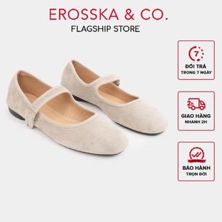   EROSSKA   - Giày búp bê nữ ballet core mũi tròn quai ngang kiểu dáng basic màu nâu - EL090 