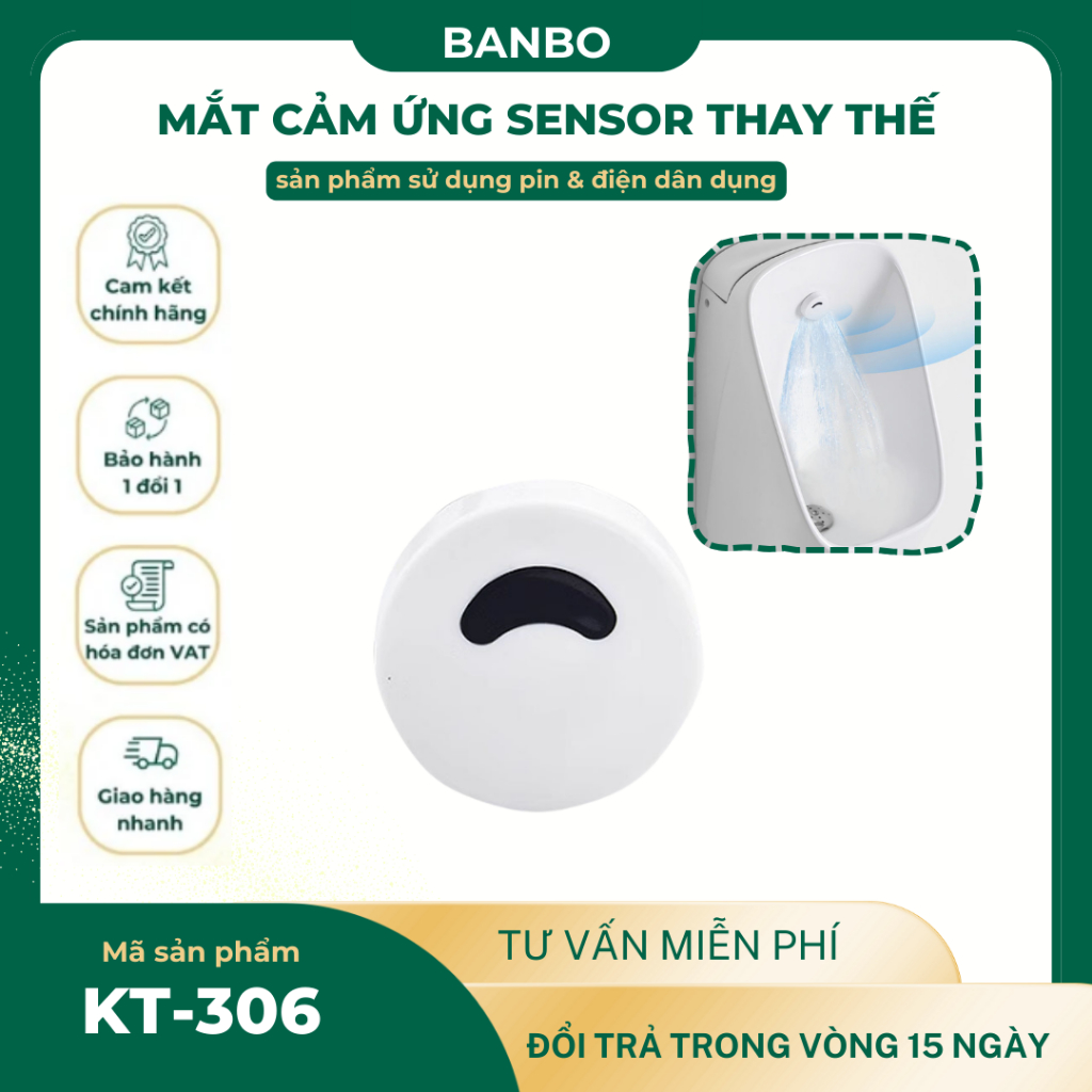 Mắt thần xả tiểu nam hồng ngoại cảm ứng BANBO, Dùng cho tất cả bồn tiểu nam INAX, TOTO, Caesar...
