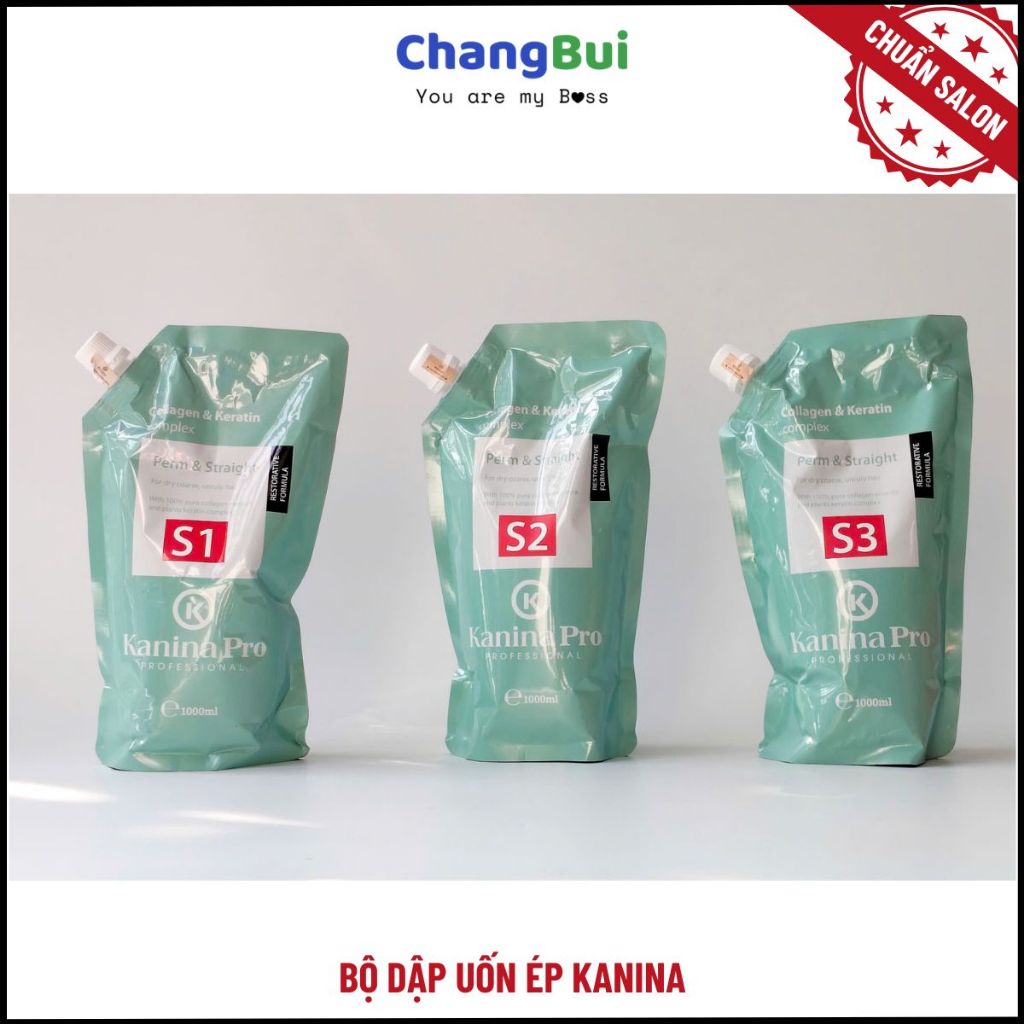 Bộ Uốn – Ép Kanina 1000ML, Mềm Hóa, Dập Uốn, Dập Ép, Chuẩn Salon_Mỹ Phẩm Chang Bùi
