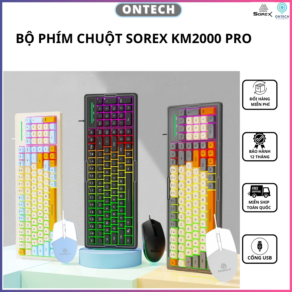 Bộ Phím Chuột Giả Cơ SOREX KM2000 Pro Dành Cho Văn Phòng Bảo Hành 12 Tháng