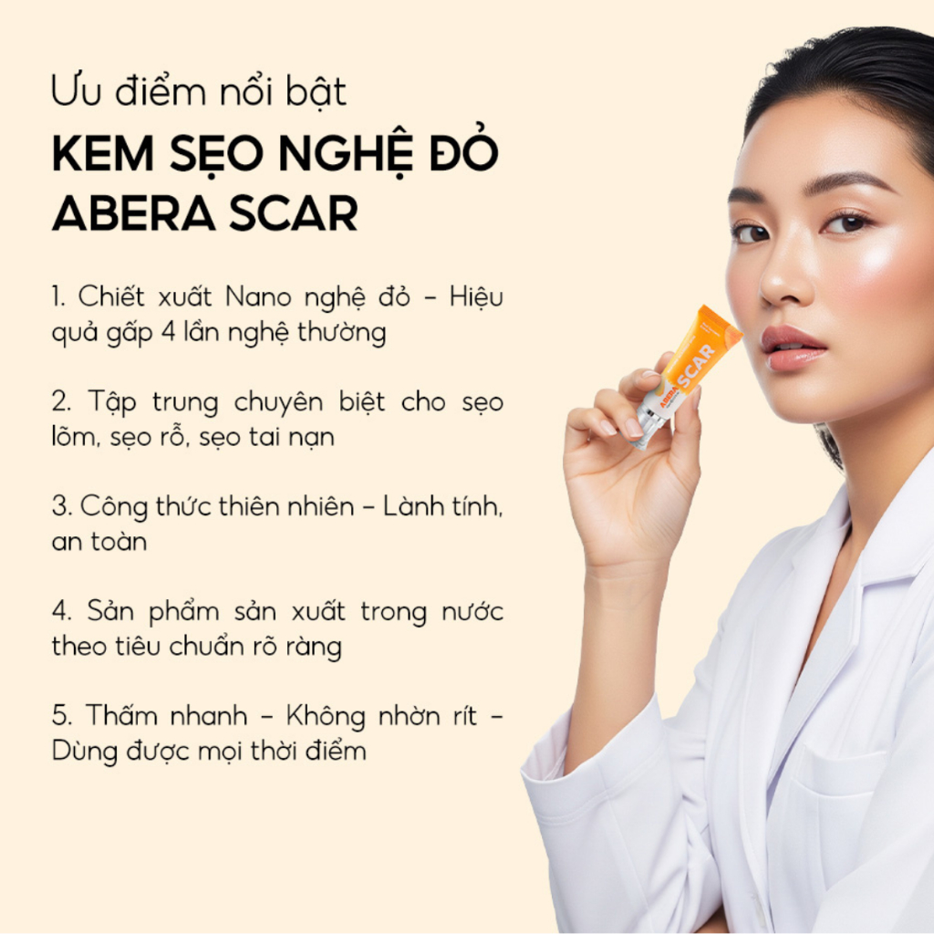 Kem nghệ đỏ Abera Scar 20g mờ sẹo nhanh, an toàn cho da nhạy cảm