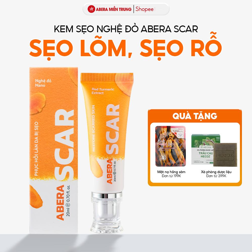 Kem Giúp Làm Mờ Sẹo Nghệ Đỏ Abera Scar Chính Hãng 20g, Hỗ Trợ Làm Mờ Sẹo, Mờ Thâm, Mờ Thâm Do Rạn, Đ