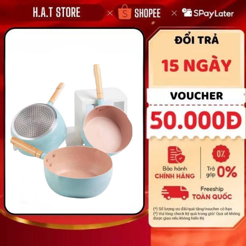 Chảo chống dính bếp từ sâu lòng vân đá 18cm dành cho mọi loại bếp ,Chảo đá chống dính bếp từ cao cấp