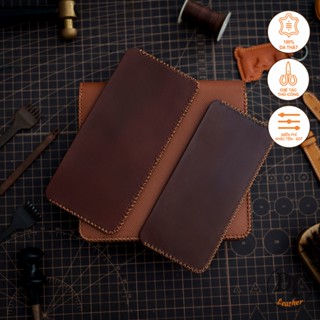 Ví Nữ Mino Crafts - Da Bò Thật Khâu Tay Thủ Công - Bóp Nữ Mini Màu Nâu Vintage Tiện Lợi