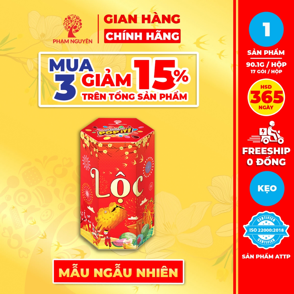   MUA 3 GIẢM 15%  HỘP QUÀ TẾT 2026  Hộp Kẹo Socola Sữa Popit Phạm Nguyên Tết 90.1g  Mẫu ngẫu nhiên  