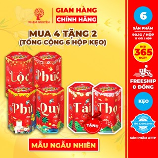   MUA 4 TẶNG 2  HỘP QUÀ TẾT 2026  Tổng cộng 6 Hộp Kẹo Socola Sữa Popit Phạm Nguyên Tết 90.1g  Mẫu ngẫu nhiên  