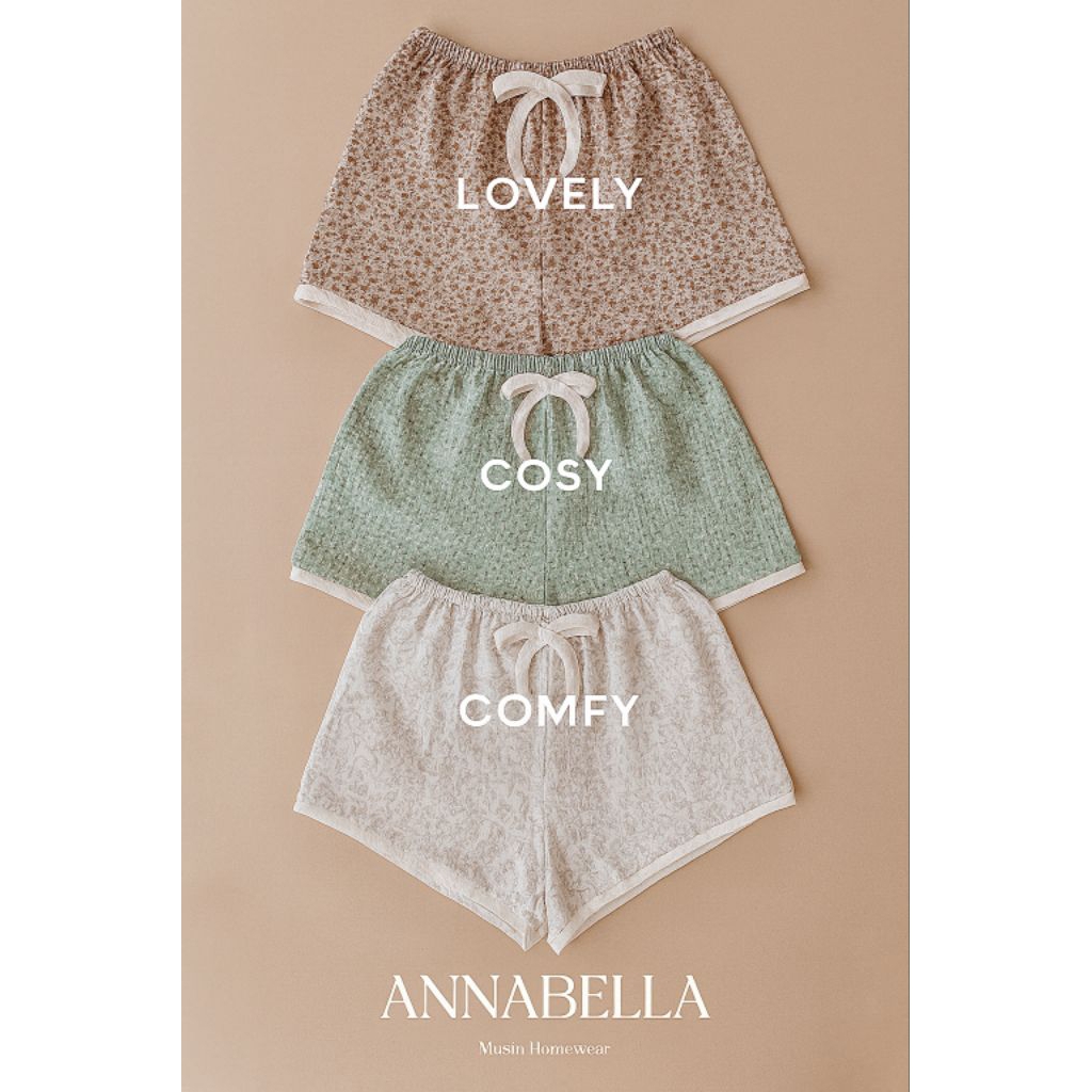 Quần short đùi xô muslin cao cấp – form thoải mái, tôn dáng khi mặc nhà có bigsize Annabella