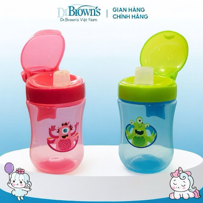 Cốc tập uống Dr.Browns đầu mềm Silicone 270ml nhiều màu mẫu mới (9m+)