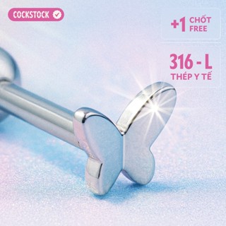  Khuyên tai hình bướm nhỏ trơn COCKSTOCK Tiny Butterfly Earring thép y tế an toàn 