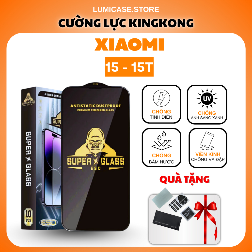 Kính cường lực  Xiaomi 15/15T/15T PRO KINGKONG cao cấp full màn hình, chống xước, chịu lực tốt