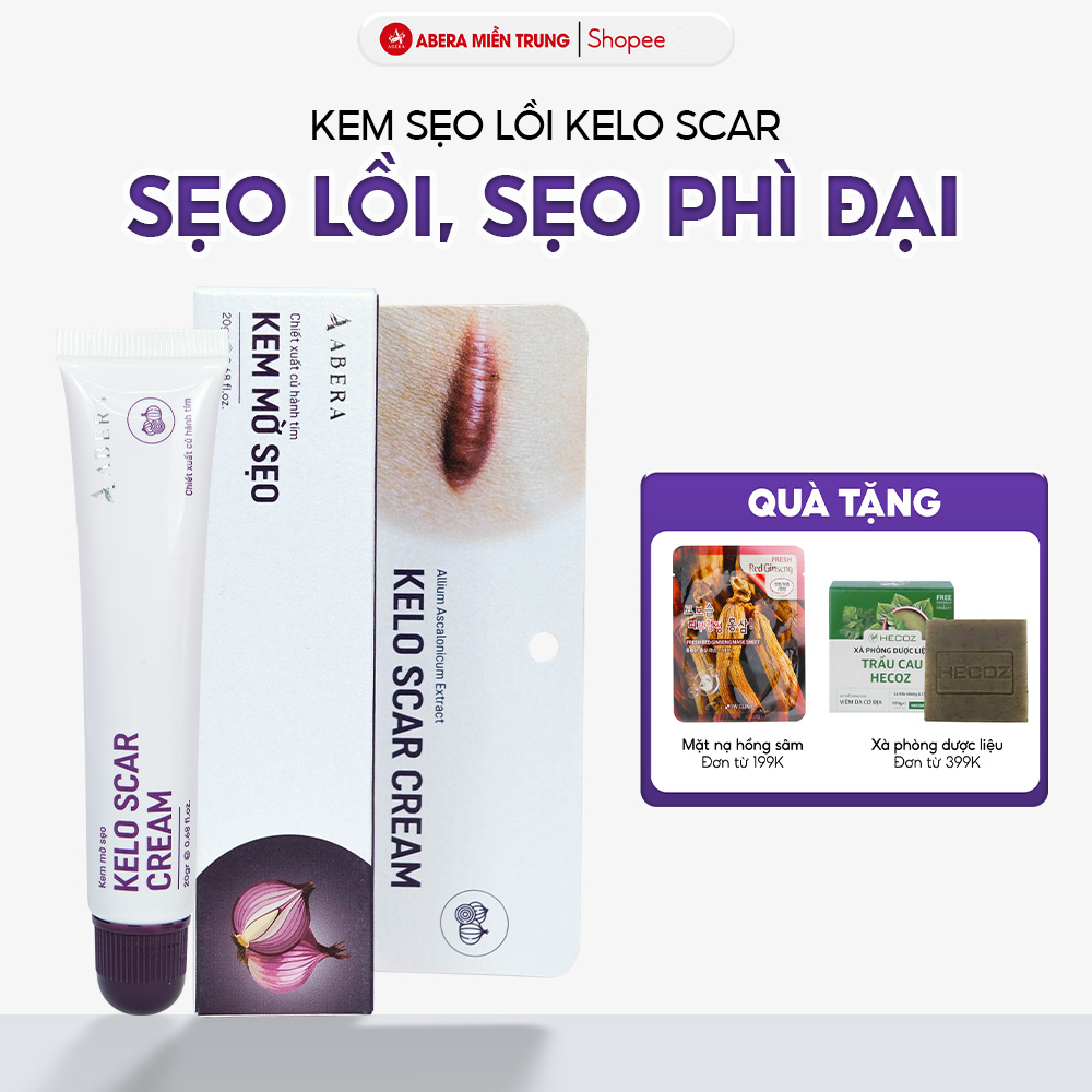 Kem Mờ Sẹo Lồi Hành Tím Kelo Scar Abera 20g - Hỗ Trợ Mờ Sẹo, Làm Mềm Sẹo Phẳng Sẹo Lồi Sẹo Phì Đại S
