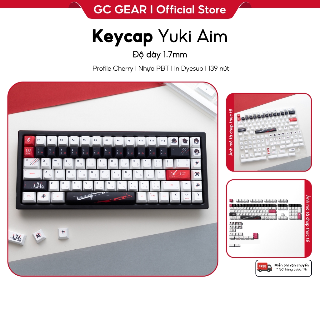 Keycap Yuki Aim Profile Cherry 139 nút in Dyesub nhựa PBT dày 1,7mm