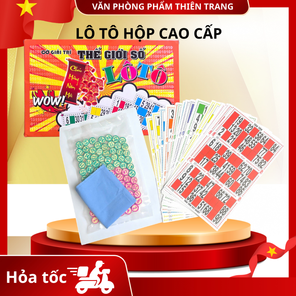 Lô tô số hộp cam 90 số (Hàng chính hãng), trò chơi Loto dân gian, lô tô cam, Bộ Cờ Lô Lô số giải trí