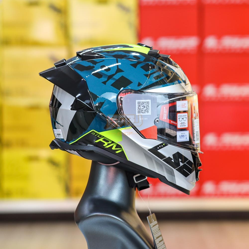 [Combo Tiết Kiệm] Mũ Fullface LS2 FF800 EVO 2 Kính Sprinter Đen Bạc Bóng Kèm Đuôi Gió ECE 22.06