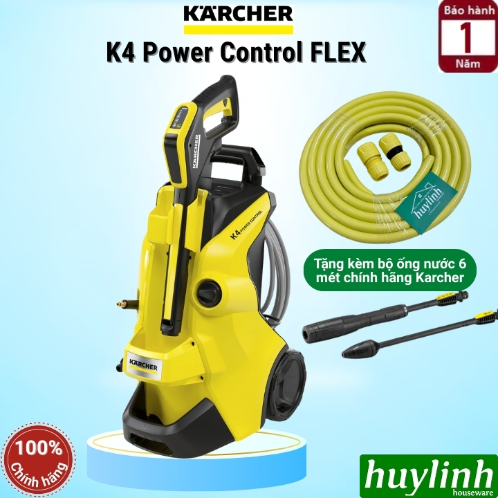 Máy rửa xe cao áp Karcher K4 Power Control FLEX - Dây cao áp mẫu mới 2026 - Motor cảm ứng từ - Hàng 