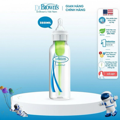 Bình sữa Dr.Brown's cổ hẹp 120ml và 250ml nhựa PP options Plus.