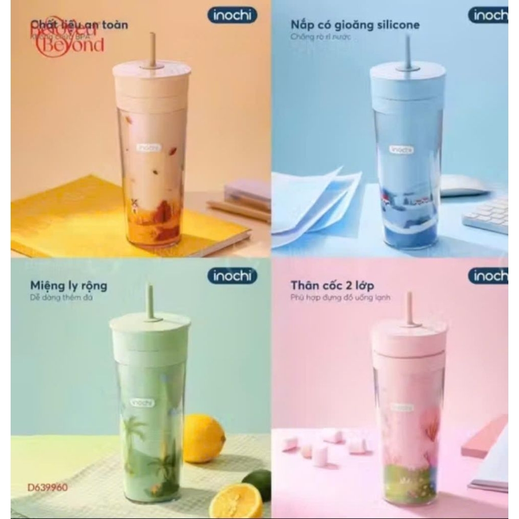 Cốc nhựa Inochi Chiba Flex 650ml ( giao màu ngẫu nhiên) hàng khuyến mãi vinamilk