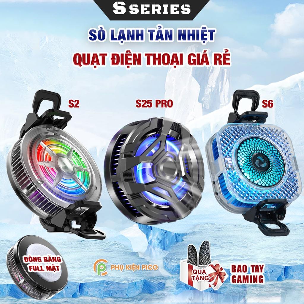 Quạt tản nhiệt điện thoại S3 / S25 Pro / C20 / C50 sò lạnh siêu rẻ giảm nhiệt nhanh Led RGB Gaming
