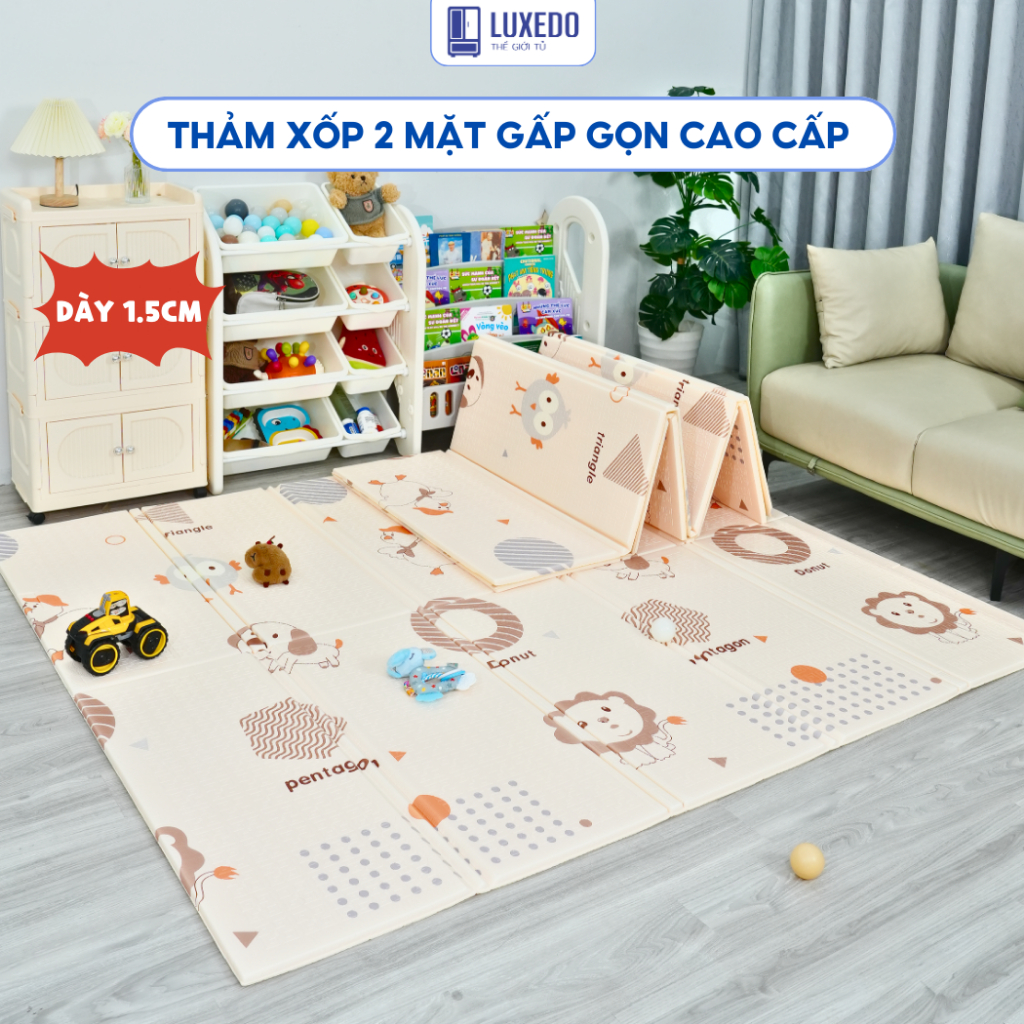 [NEW 1.5CM] Thảm Xốp Gấp Gọn XPE Pakey Cao Cấp Êm Ái, Thảm Trải Sàn Cho Bé Họa Tiết Ngộ Nghĩnh Mới N