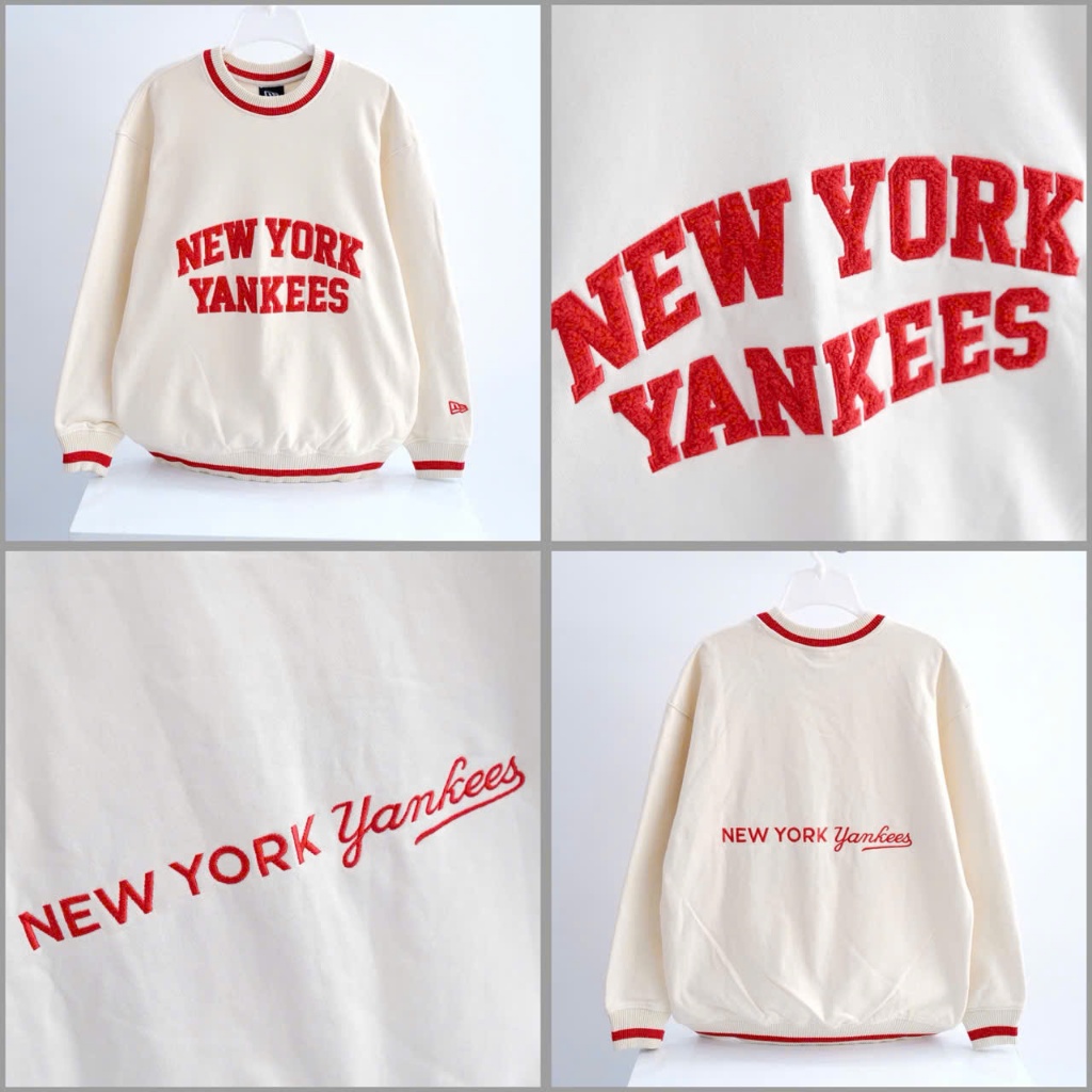 [CHÍNH HÃNG] ÁO SWEATER NEW ERA NY YANKEES MÀU KEM 16126935 * ÁO POLO SWEATER NEW ERA x MLB NY CHÍNH