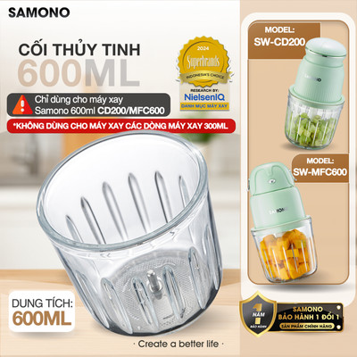 Cối thủy tinh thay thế dùng cho máy xay Samono loại 0.6L SW-MFC600/ SW-CD200 - Chat để đươc tư vấn