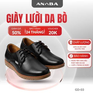   CHÍNH HÃNG  Giày lười da nam giày tây nam trung niên ANBA cao cấp chất liệu da bò trơn đế chống trượt GD-03D 