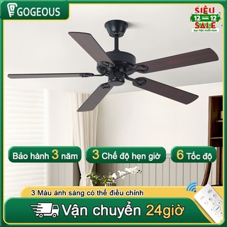 Quạt trần GOGEOUS A156 không đèn với 6 tốc độ gió sải cánh132 cho phòng khách động cơ DC đảo chiều