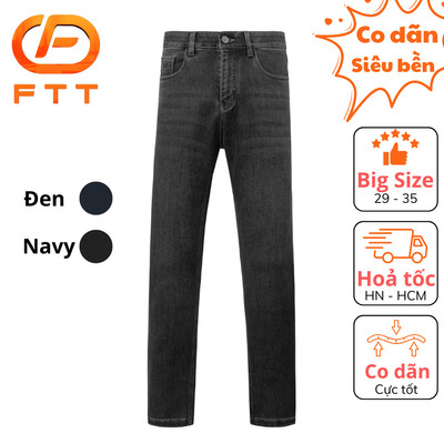 Quần jean nam cao cấp FTT Leather form slim trẻ trung bền màu, co giãn, thoải mái, không bai xù 1JE