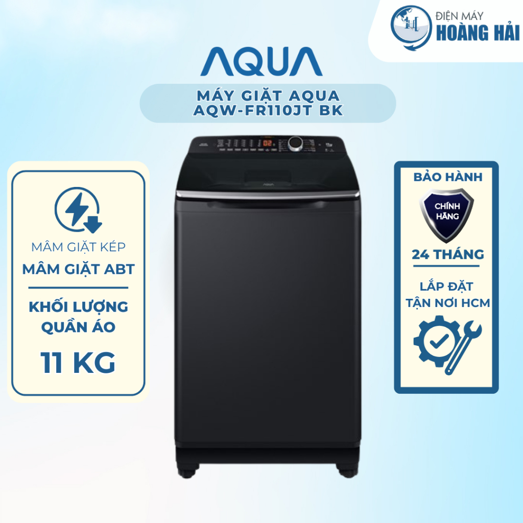 AQW-FR110JT(BK) | Máy giặt lồng đứng AQUA 11kg AQW-FR110JT.BK màu đen - Hàng chính hãng