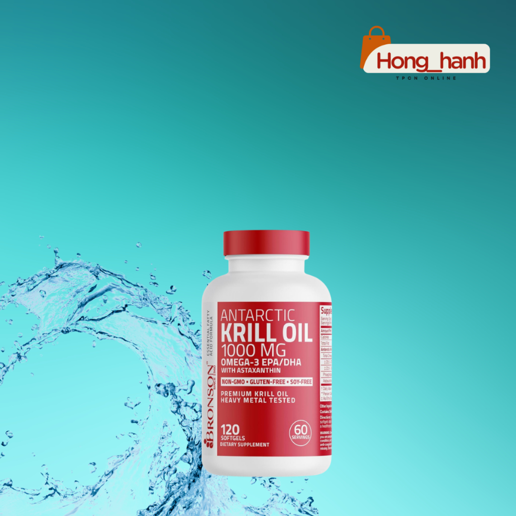 Dầu Nhuyễn Thể Nam Cực Cao Cấp | BRONSON Antarctic Krill Oil Non-GMO [60 - 120 viên]
