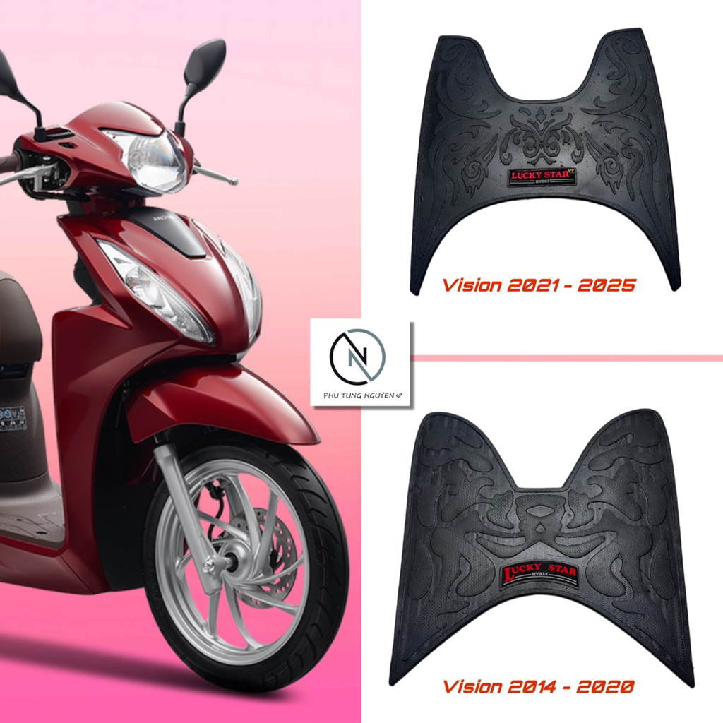 Thảm cao su lót chân xe Vision đời 2014-2020 và 2021-2024