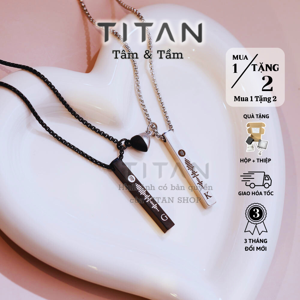 Vòng cổ nam nữ mặt thanh dài đen khắc tên theo yêu cầu, dây chuyền thời trang unisex hiphop màu đen 
