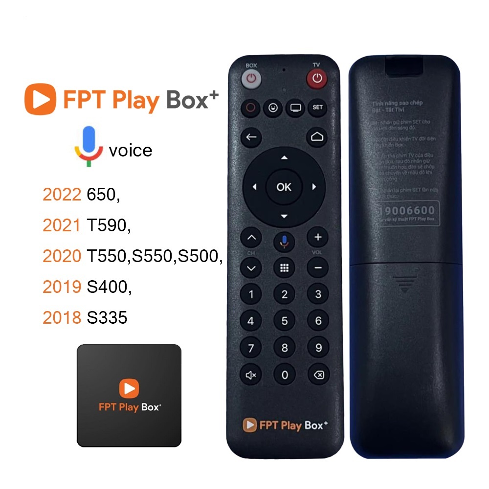Remote điều khiển giọng nói đầu thu FPT V2 Play BOX 650 T590 T550 S550 S500 S400 S335 tặng pin