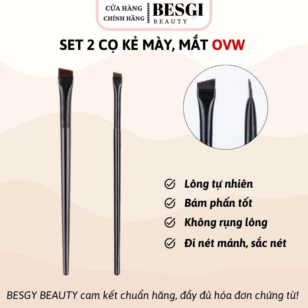 Set 2 Cọ Trang Điểm Kẻ Mắt Lông Tự Nhiên Trang Điểm Chuyên Nghiệp HS0102 BESGI BEAUTY