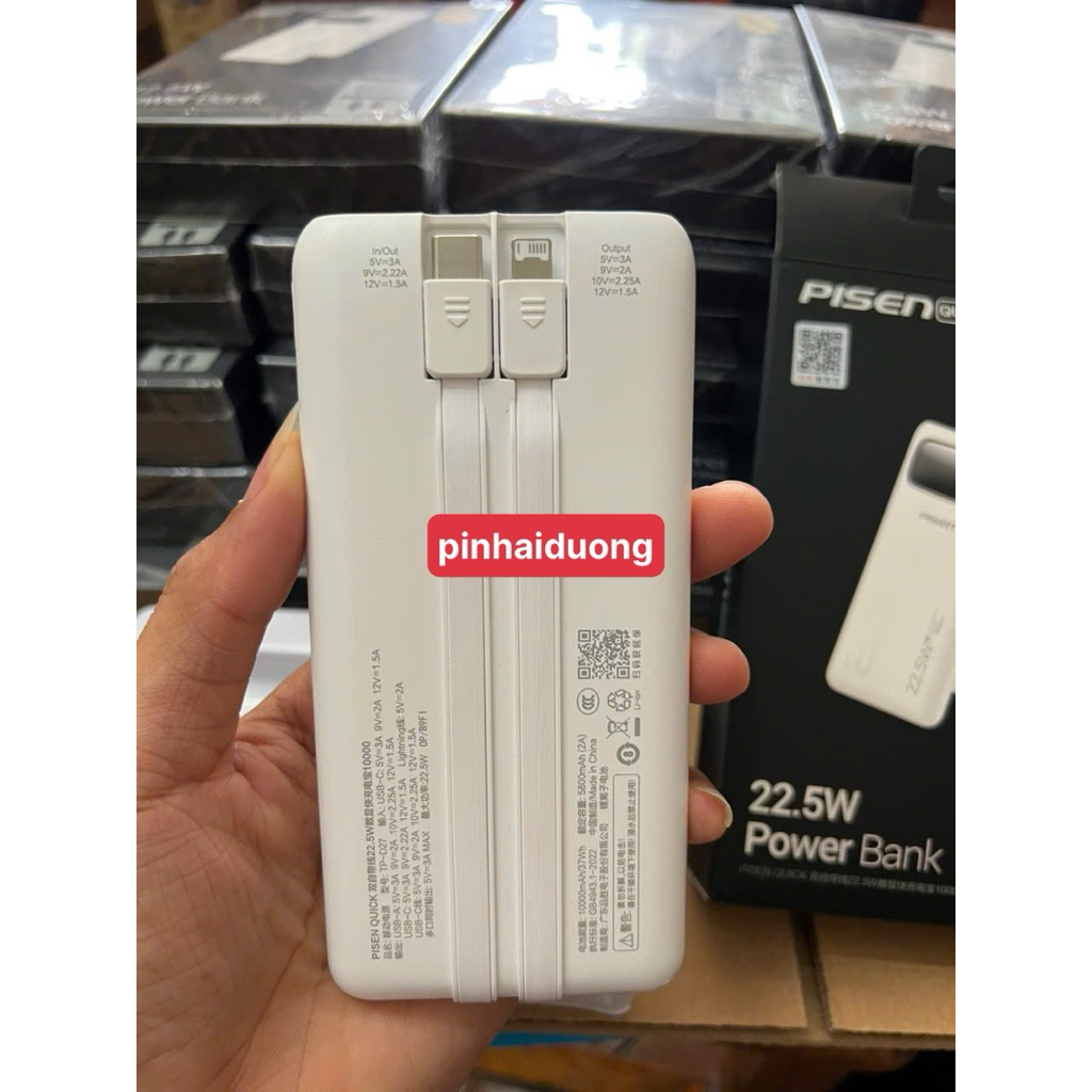 sạc dự phòng Pisen  10.000mAh sạc nhanh 22,5W TP -27