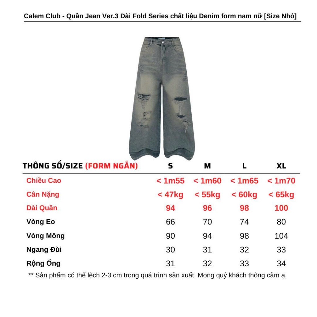 [SALE FORM NGẮN] Quần Jean Ver.3 Dài Fold Series Calem Club chất liệu Denim form nam nữ phong cách trẻ trung năng động | BigBuy360 - bigbuy360.vn