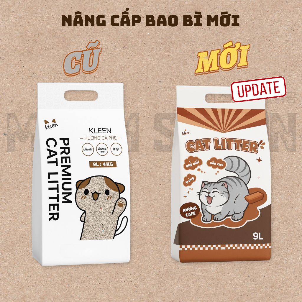 Cát Vệ Sinh Kleen cat Túi 9L - 3,8kg - Cát Mèo Đất Sét Khử Mùi Diệt Khuẩn Premium Cat