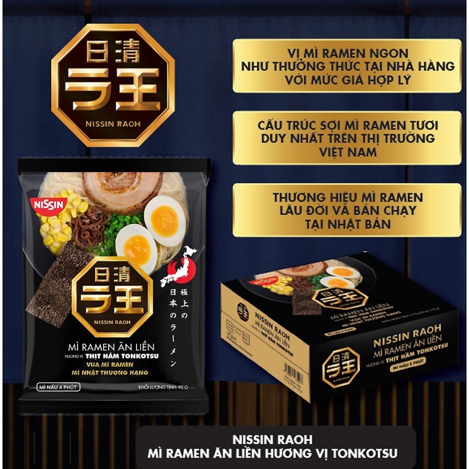 [NISSIN] Thùng 30 Gói Mì Ramen Raoh Nissin Vị Thịt Hầm Tonkotsu 90G